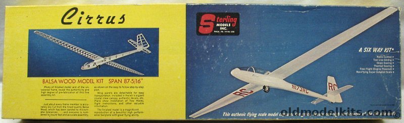 Sterling Cirrus - 87 Inch Wingspan Wooden Flying Model Glider, E7 plastic model kit